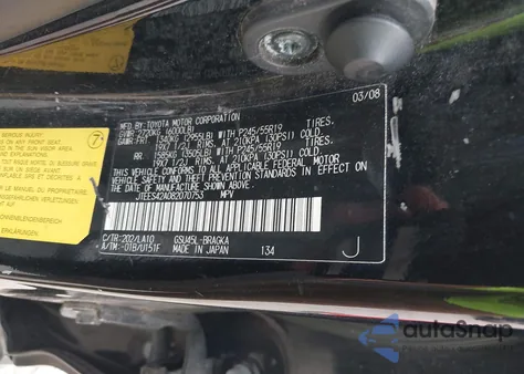 2008 Toyota Highlander Limited from USA, damaged, VIN JTEES42A082070753